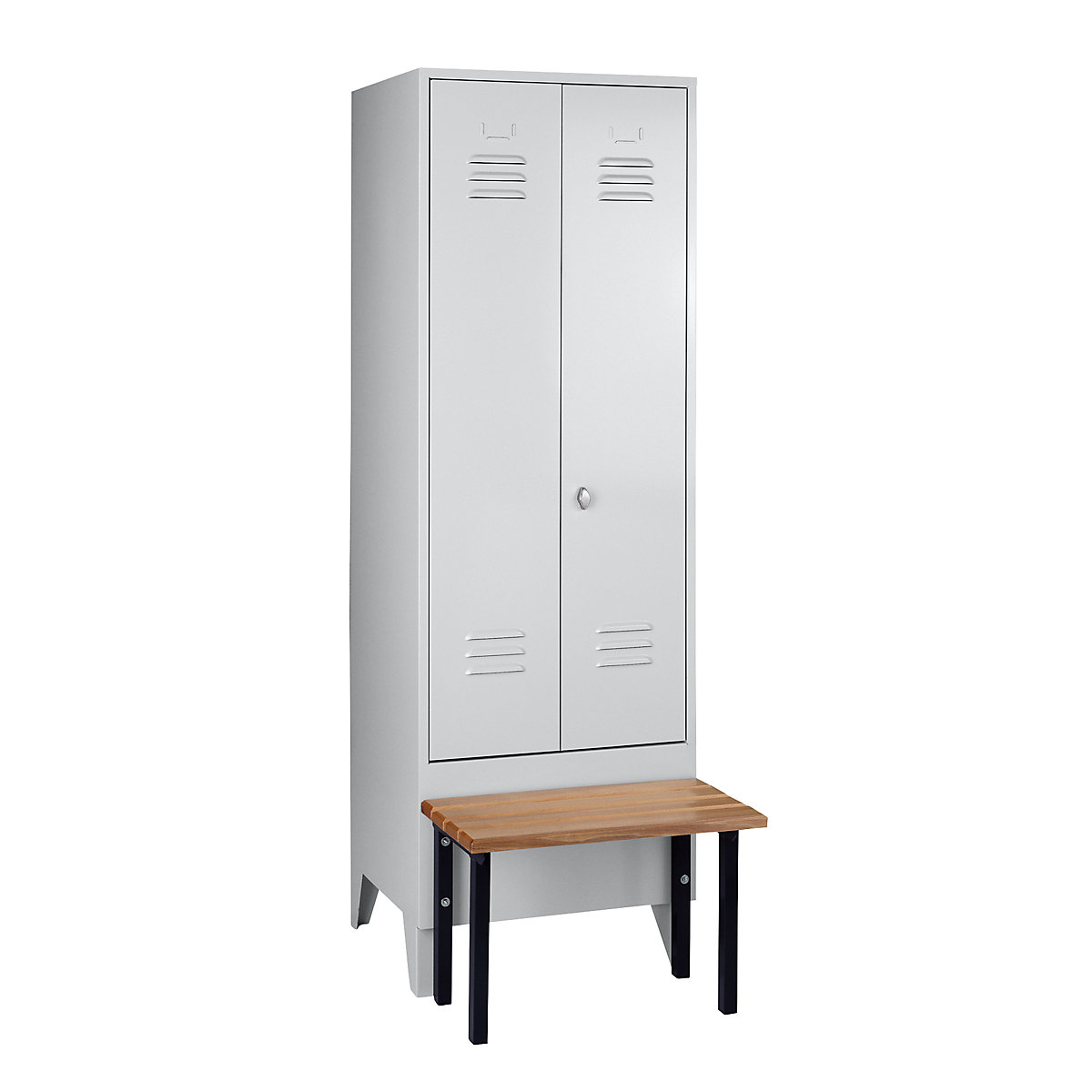 Clothes locker with bench mounted in front – Wolf