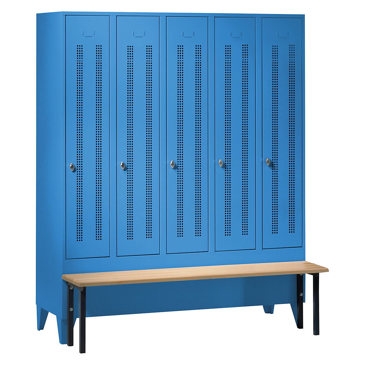 Clothes locker with bench mounted in front – Wolf