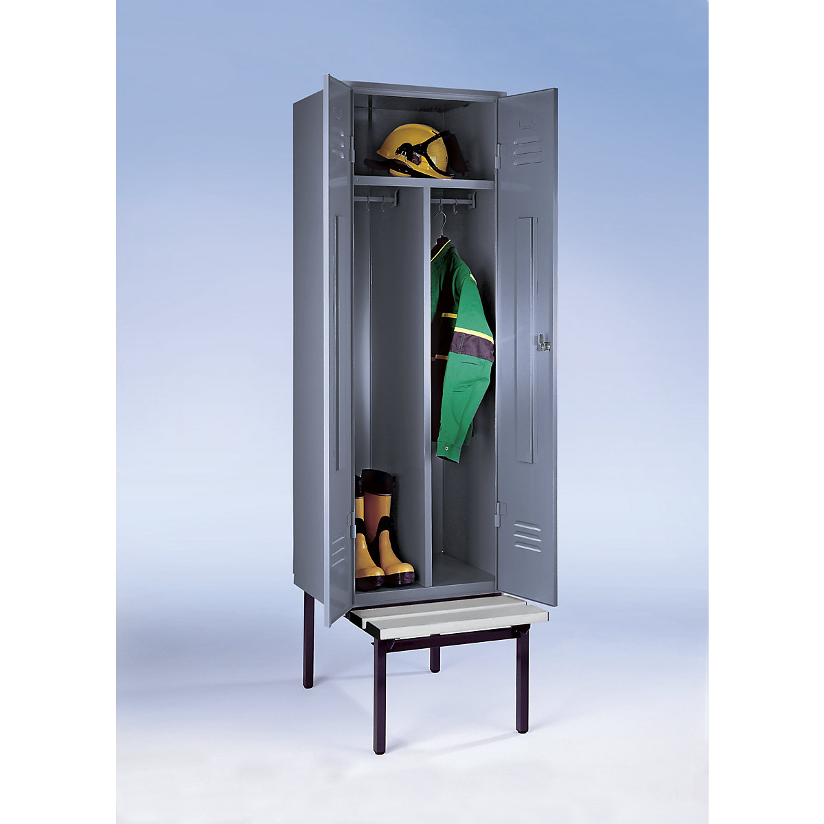 Clothes locker with bench mounted underneath – Wolf (Product illustration 2)-1