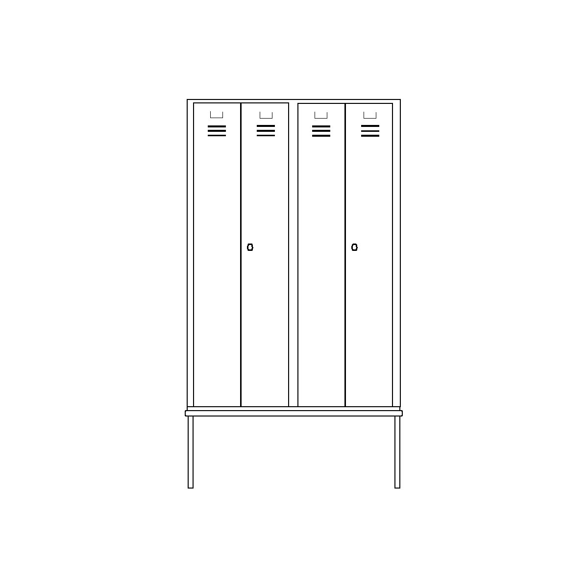Clothes locker with bench mounted underneath – Wolf (Product illustration 3)-2