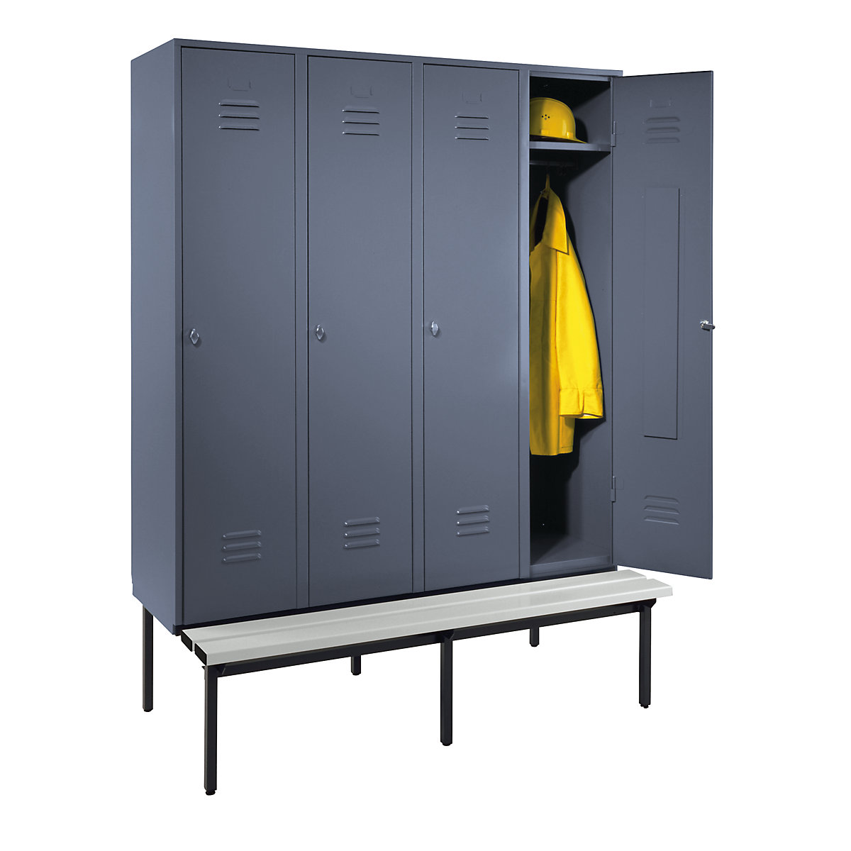 Clothes locker with bench mounted underneath – Wolf