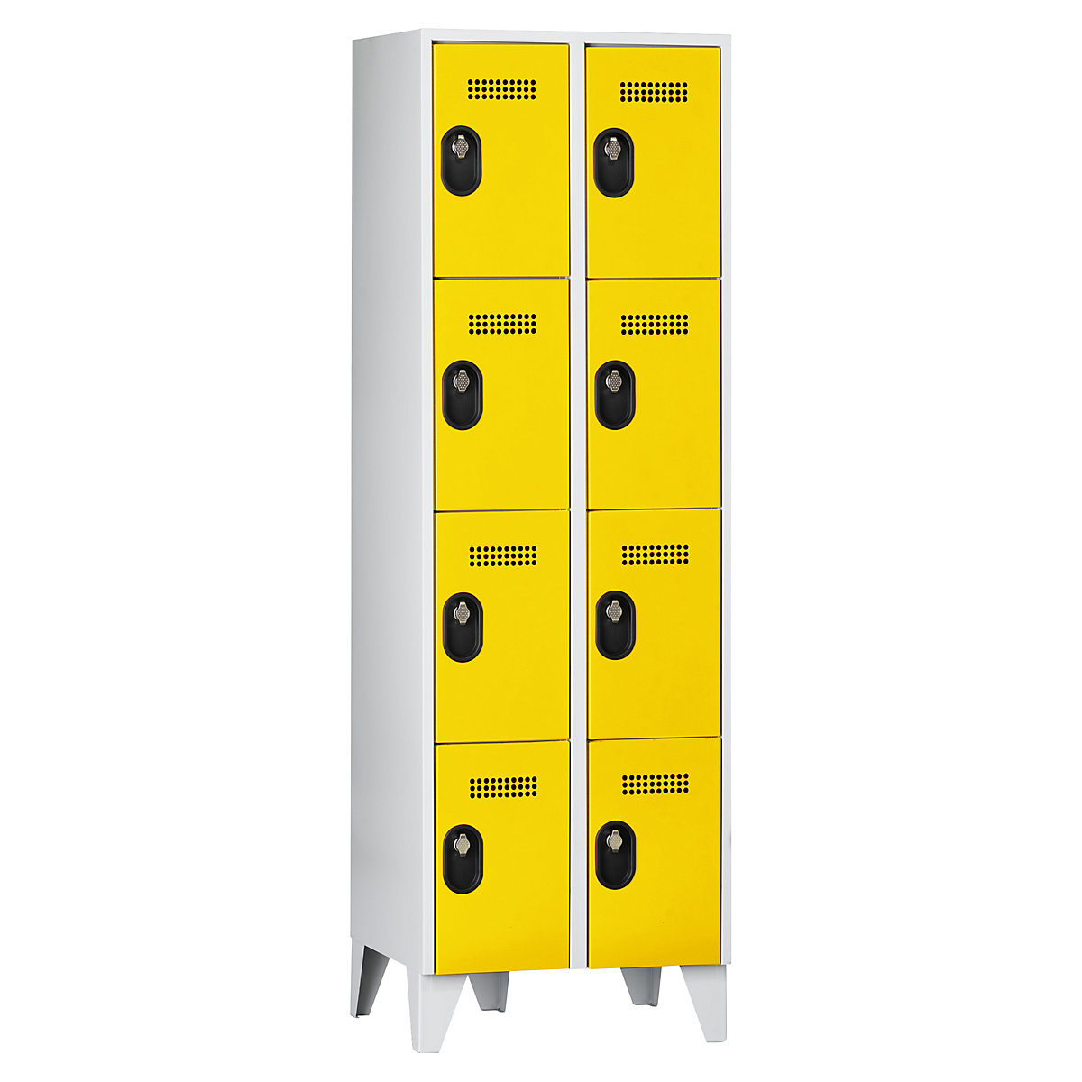 Compartment locker, compartment height 450 mm – Wolf, HxWxD 1850 x 600 x 500 mm, compartment width 300 mm, body / door colour light grey / zinc yellow-4