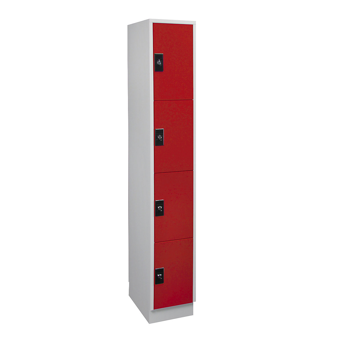 Compartment locker – Wolf, 1 compartment, 4 shelf compartments each, light grey / flame red-9