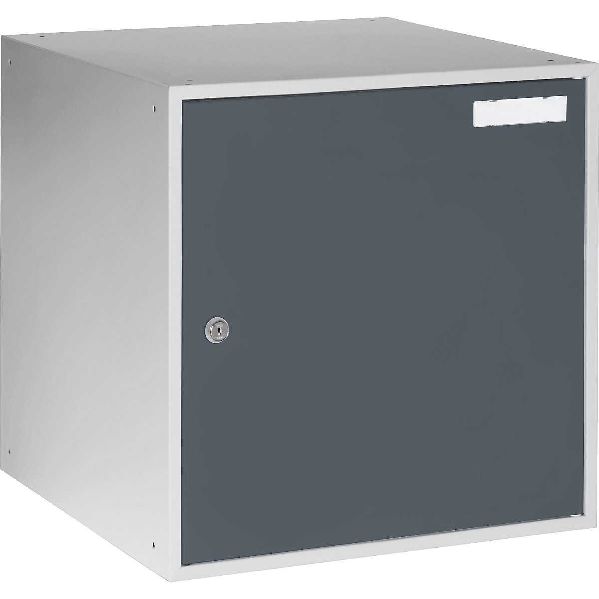 Cube locker – eurokraft basic, HxWxD 450 x 450 x 450 mm, light grey body / basalt grey doors-2