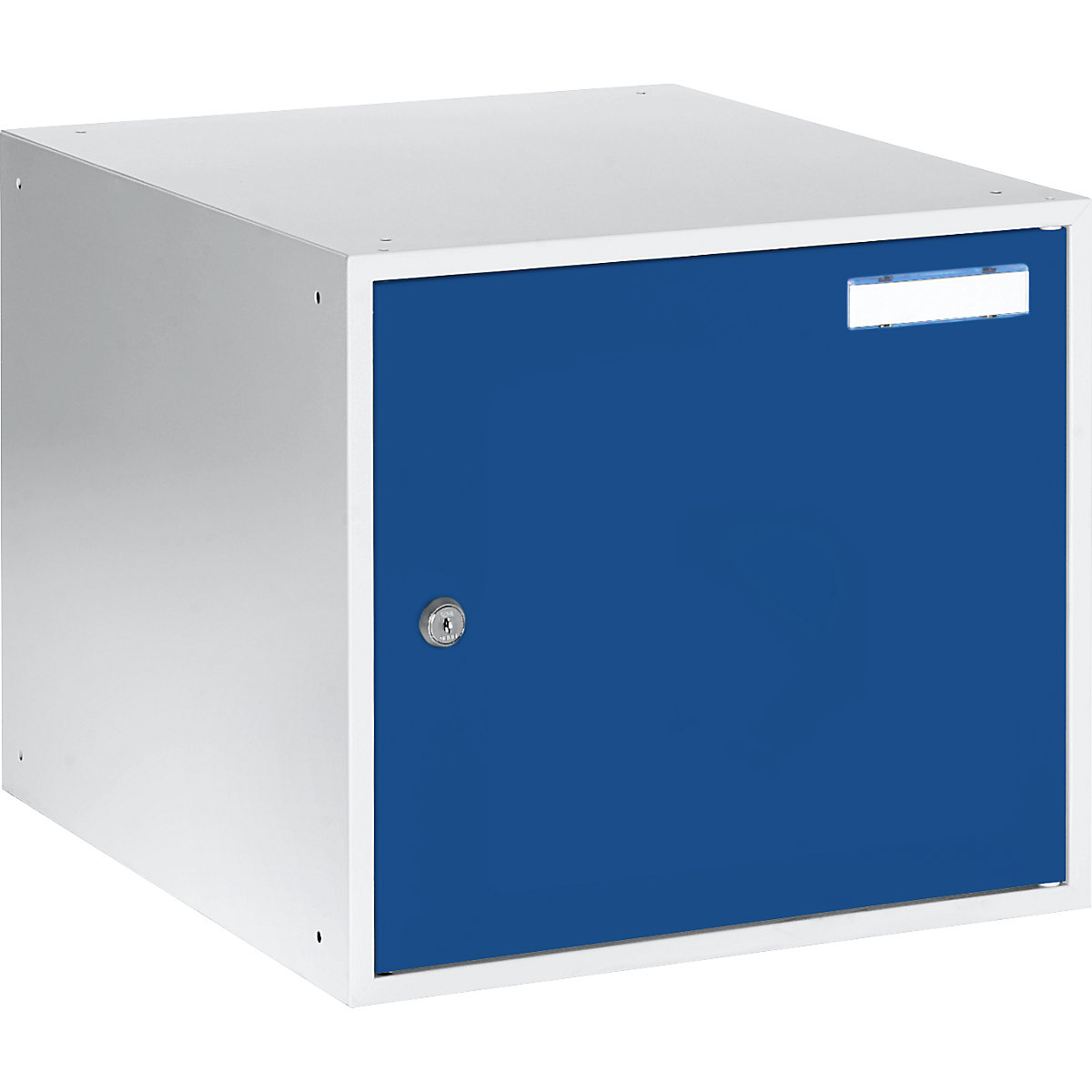 Cube locker – eurokraft basic, HxWxD 350 x 400 x 450 mm, light grey body / gentian blue doors-5
