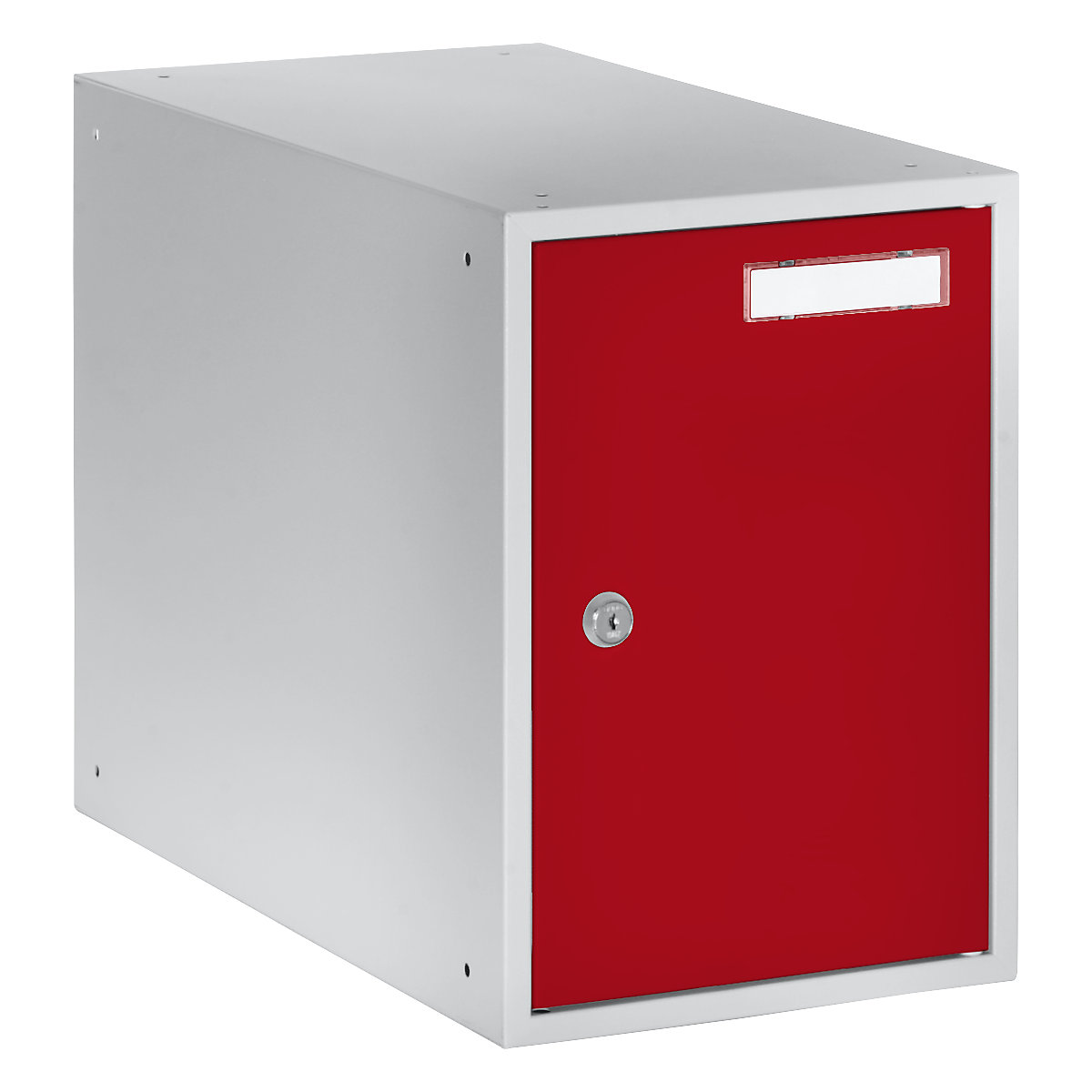 Cube locker – eurokraft basic, HxWxD 350 x 250 x 450 mm, light grey body / flame red doors-6