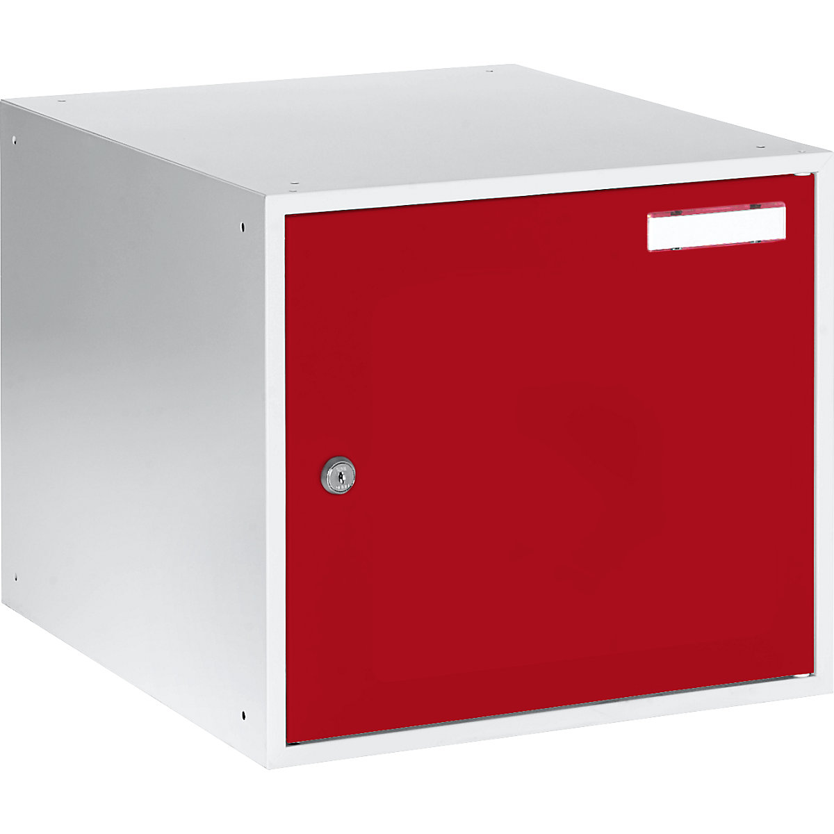 Cube locker – eurokraft basic, HxWxD 350 x 400 x 450 mm, light grey body / flame red doors-3