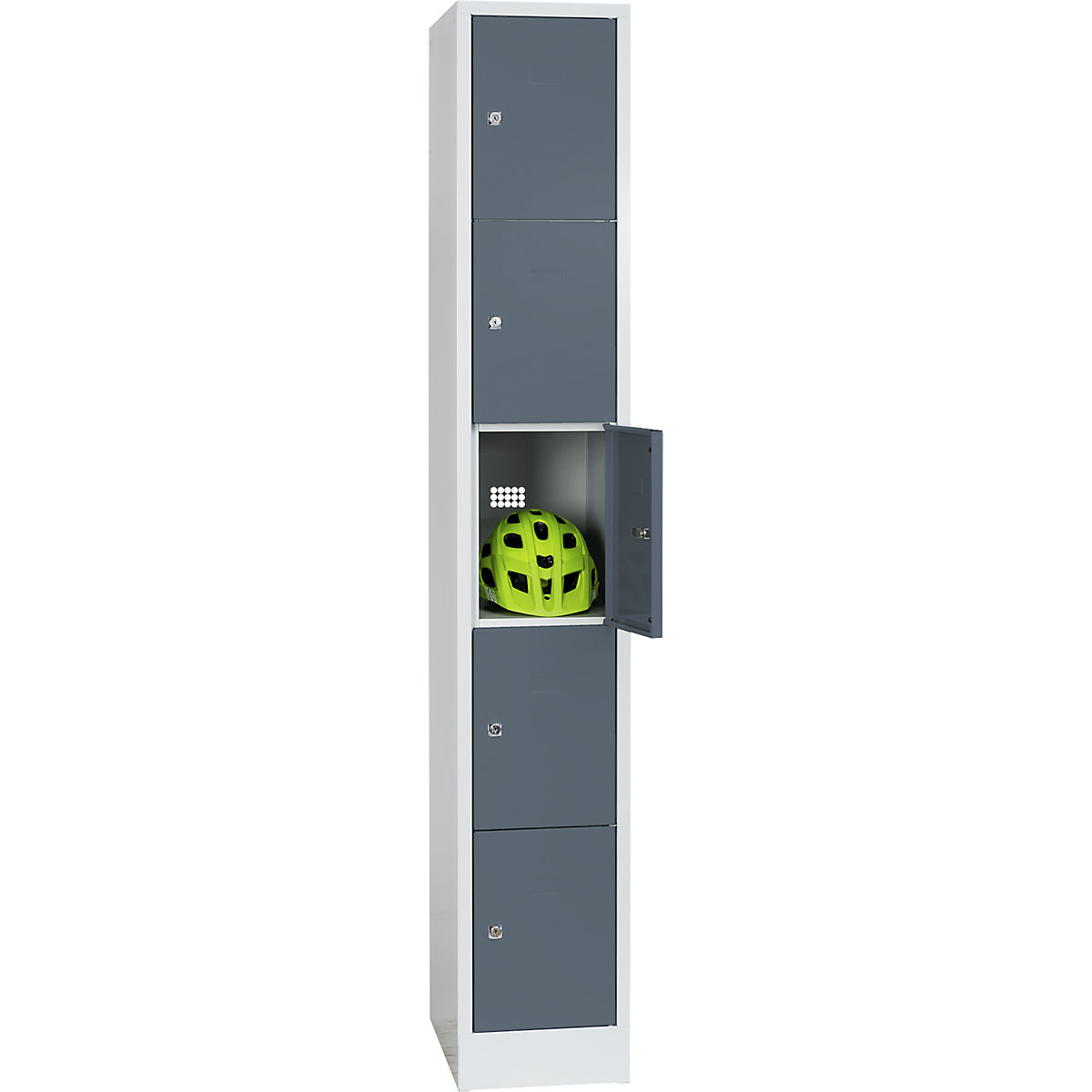 Cube lockers – Wolf, 5 compartments, stove enameled, compartment width 298 mm, basalt grey/light grey-9