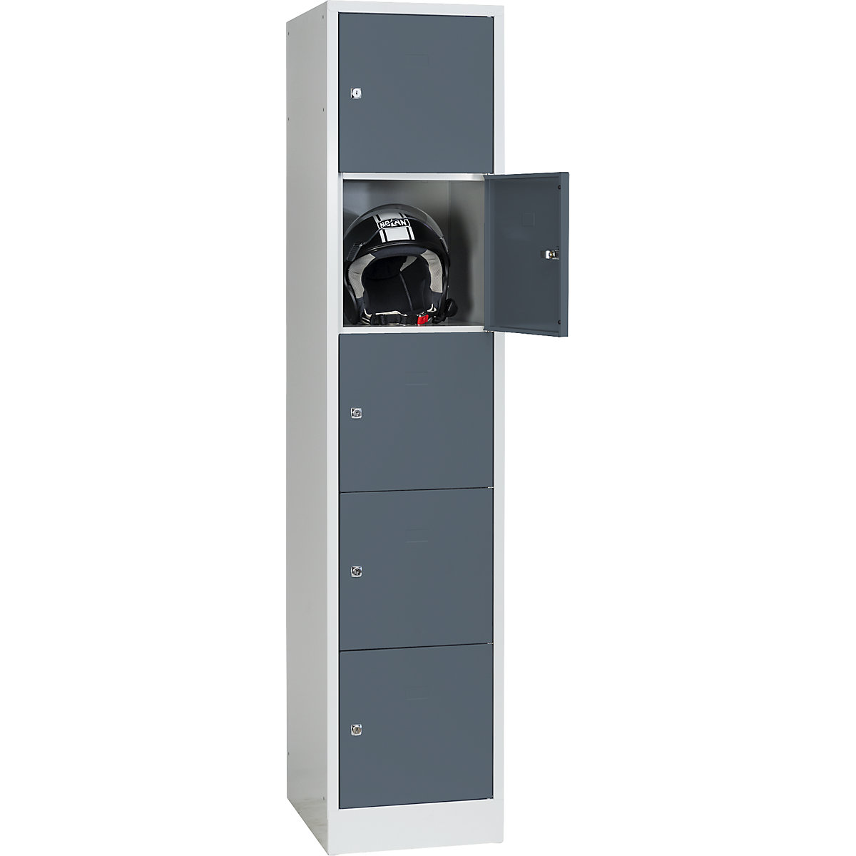 Cube lockers – Wolf, 5 compartments, stove enameled, compartment width 398 mm, basalt grey/light grey-14