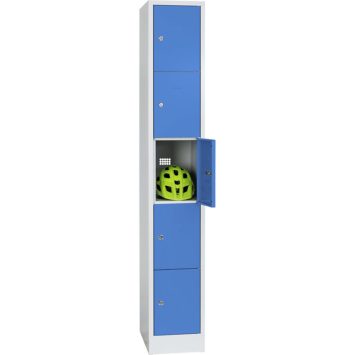 Cube lockers – Wolf, 5 compartments, stove enameled, compartment width 298 mm, light blue/light grey-11