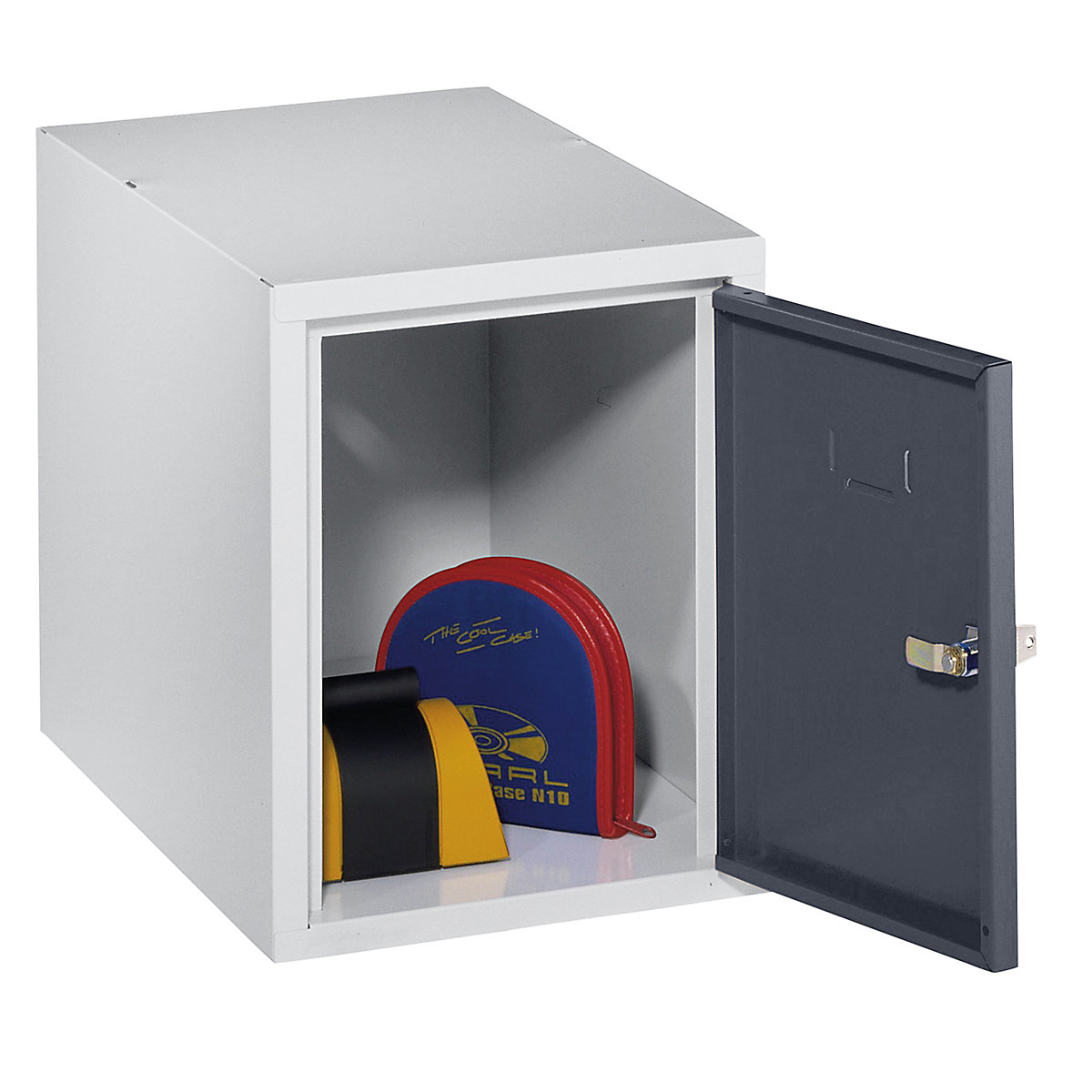 Cube lockers – Wolf, 1 compartment, stove enameled, basalt grey/light grey-7