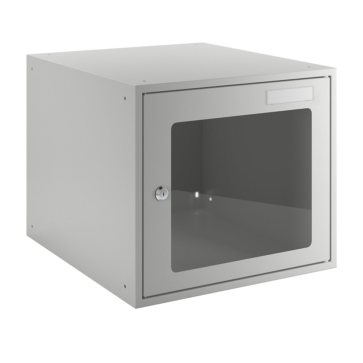 Cube lockers with vision panel – eurokraft basic, HxWxD 350 x 400 x 450 mm, door frame light grey RAL 7035-6