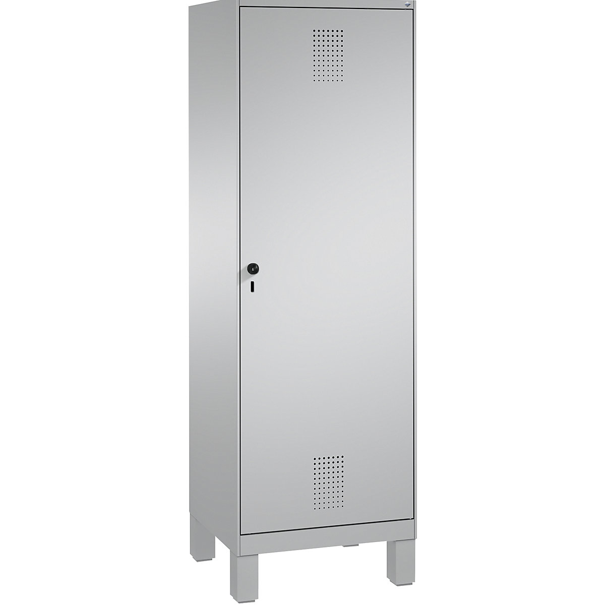 EVOLO cloakroom locker, door for 2 compartments, with feet – C+P, 2 compartments, 1 door, compartment width 300 mm, white aluminium / white aluminium-16