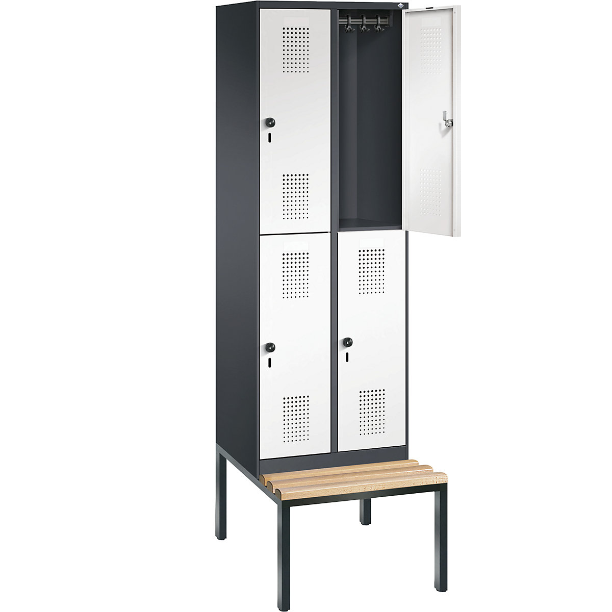 EVOLO cloakroom locker, double tier, with bench – C+P (Product illustration 26)-25