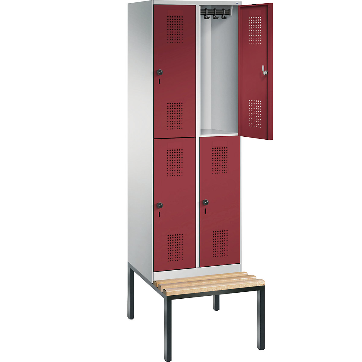 EVOLO cloakroom locker, double tier, with bench – C+P (Product illustration 28)-27