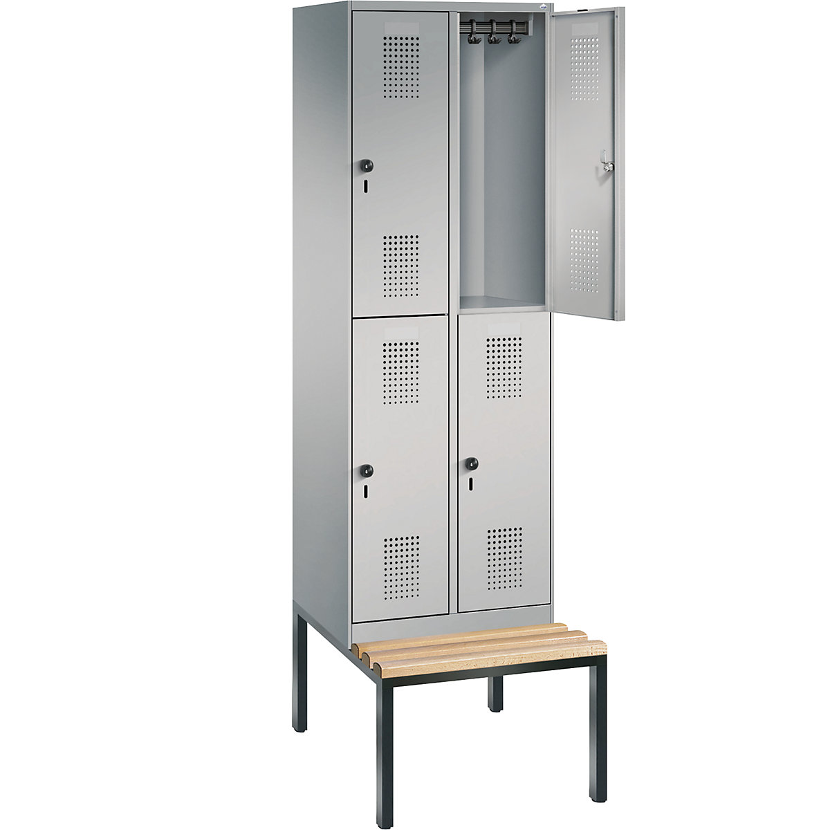 EVOLO cloakroom locker, double tier, with bench – C+P (Product illustration 25)-24