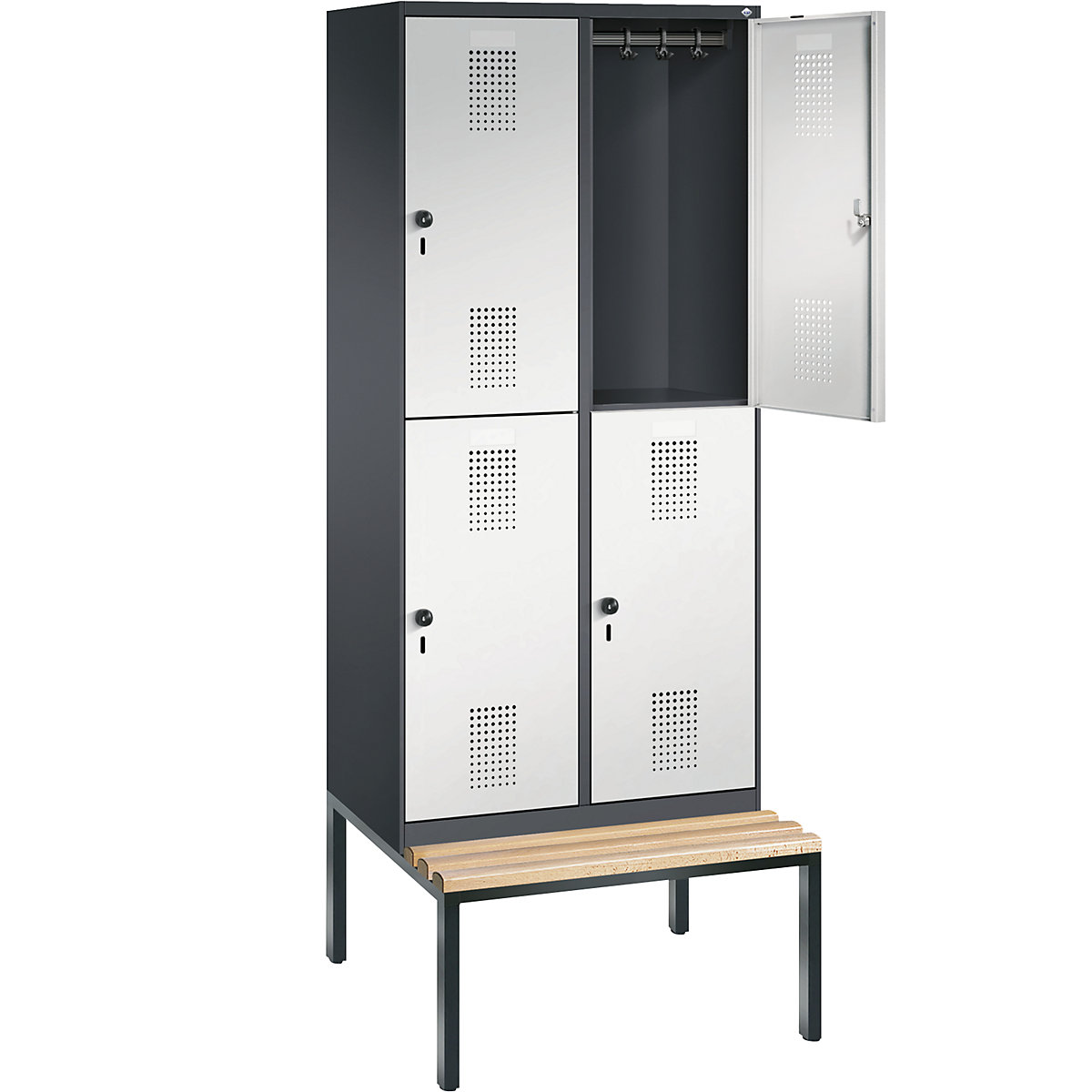 EVOLO cloakroom locker, double tier, with bench – C+P (Product illustration 24)-23