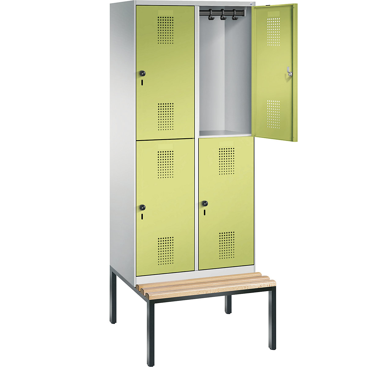 EVOLO cloakroom locker, double tier, with bench – C+P (Product illustration 26)-25