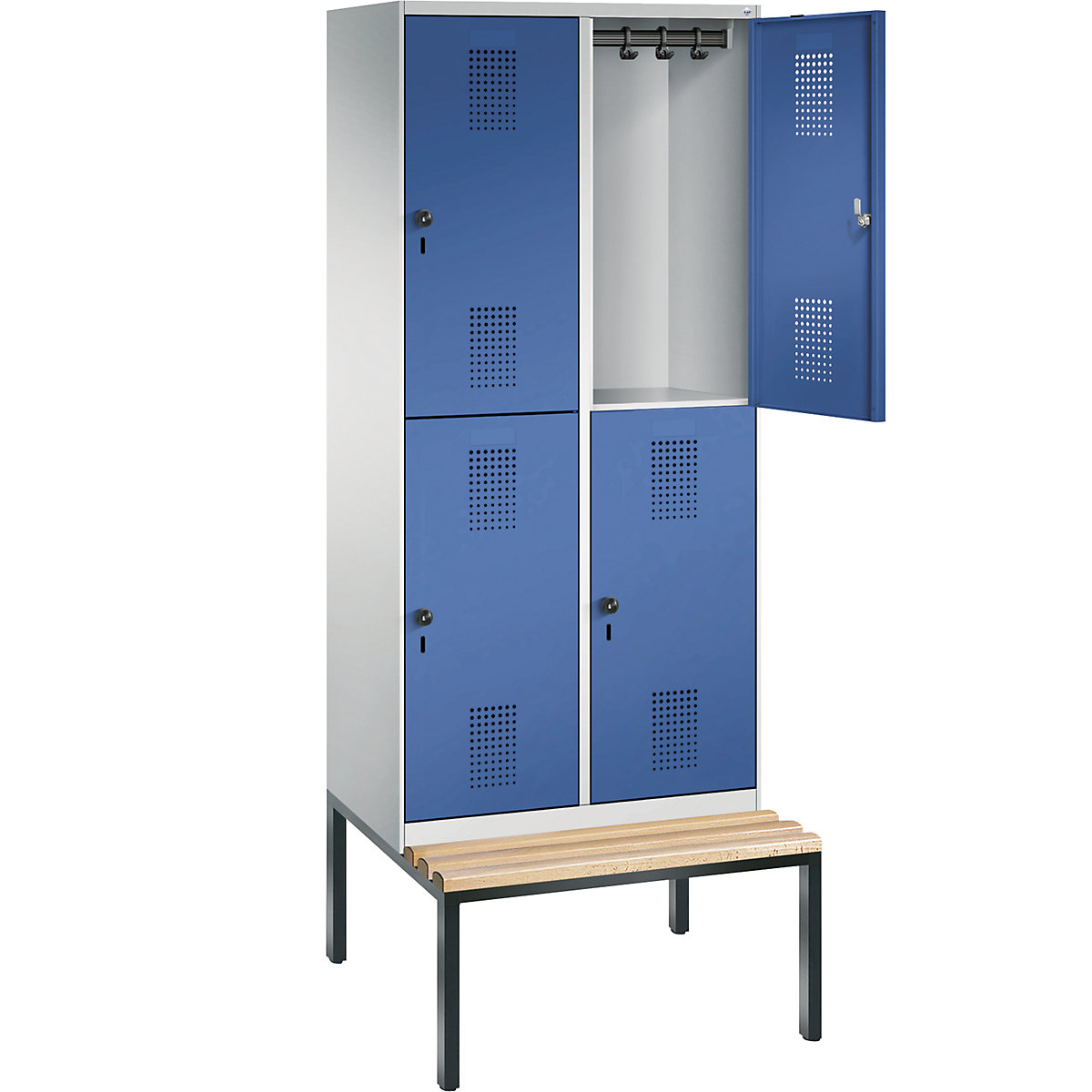 EVOLO cloakroom locker, double tier, with bench – C+P (Product illustration 23)-22