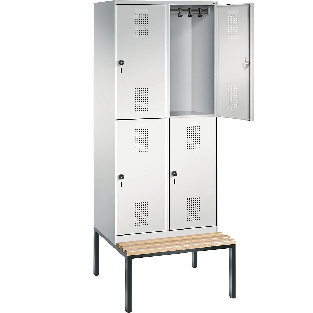 EVOLO cloakroom locker, double tier, with bench – C+P (Product illustration 25)-24