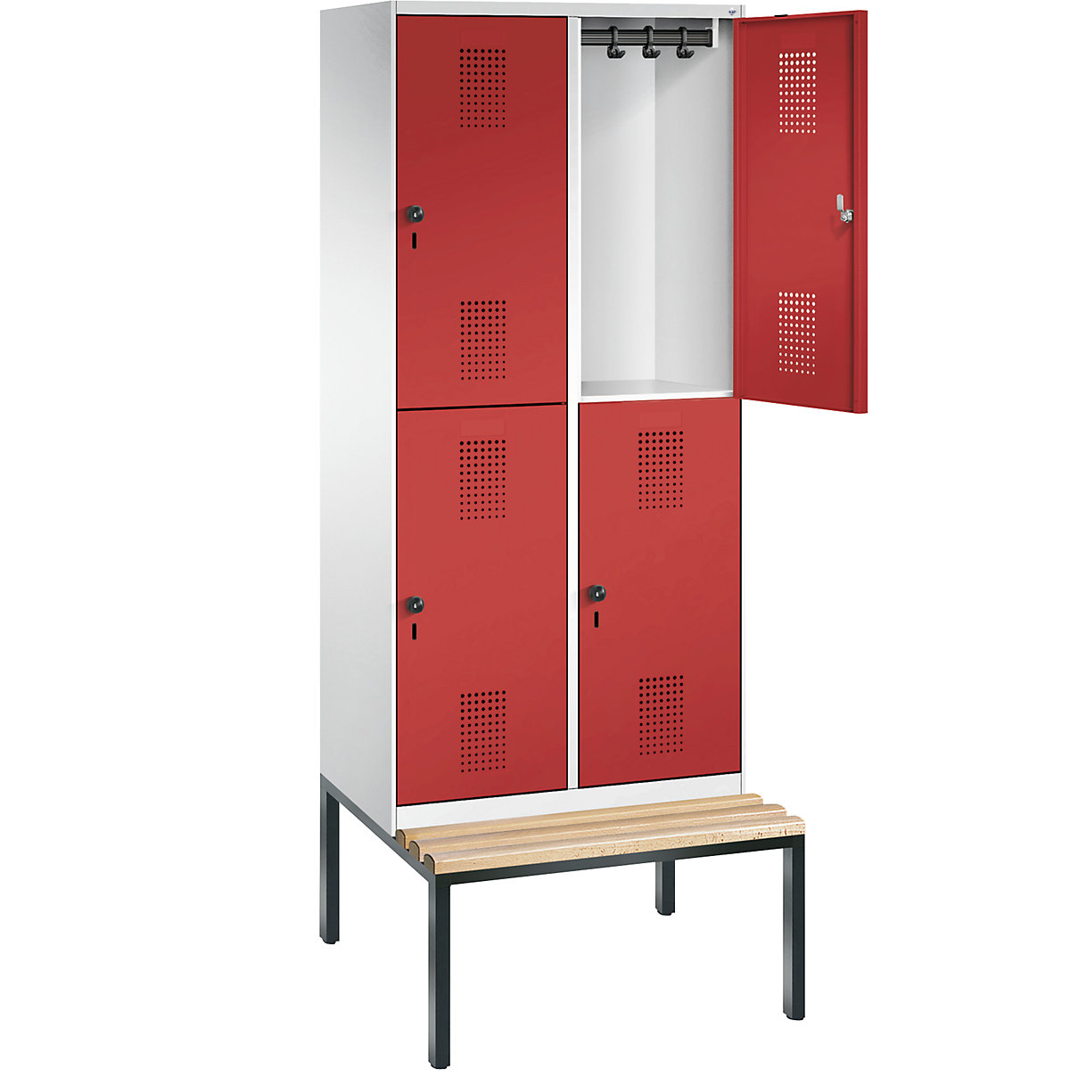 EVOLO cloakroom locker, double tier, with bench – C+P (Product illustration 27)-26