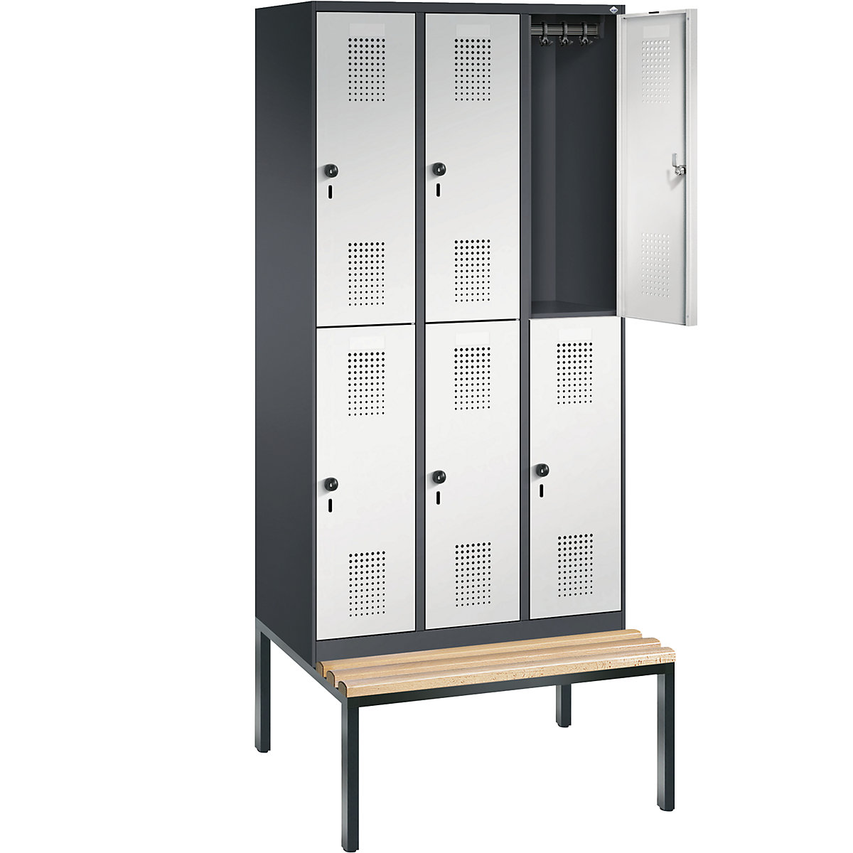 EVOLO cloakroom locker, double tier, with bench – C+P (Product illustration 21)-20