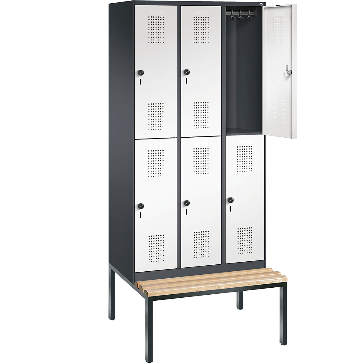 EVOLO cloakroom locker, double tier, with bench – C+P (Product illustration 25)-24