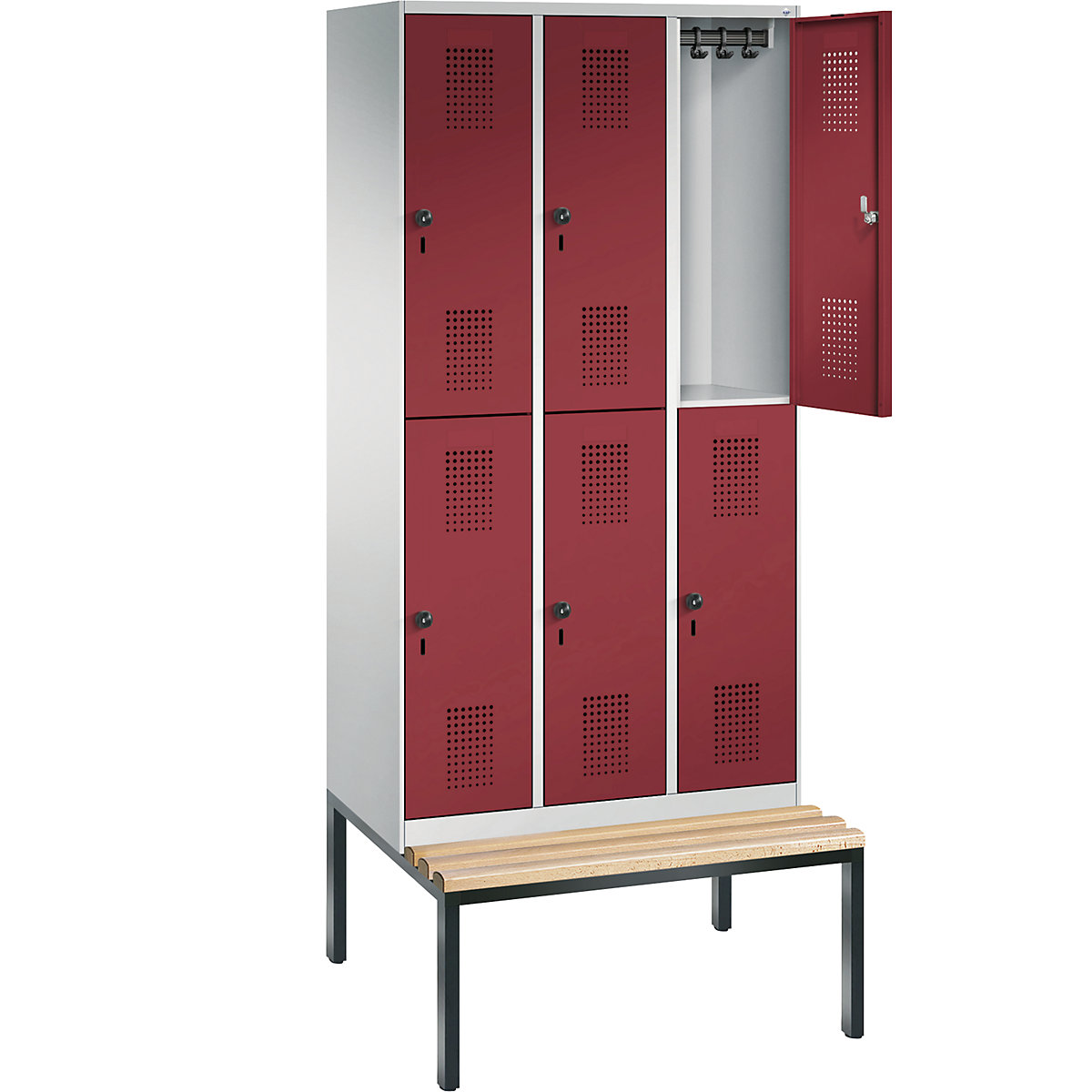 EVOLO cloakroom locker, double tier, with bench – C+P (Product illustration 27)-26