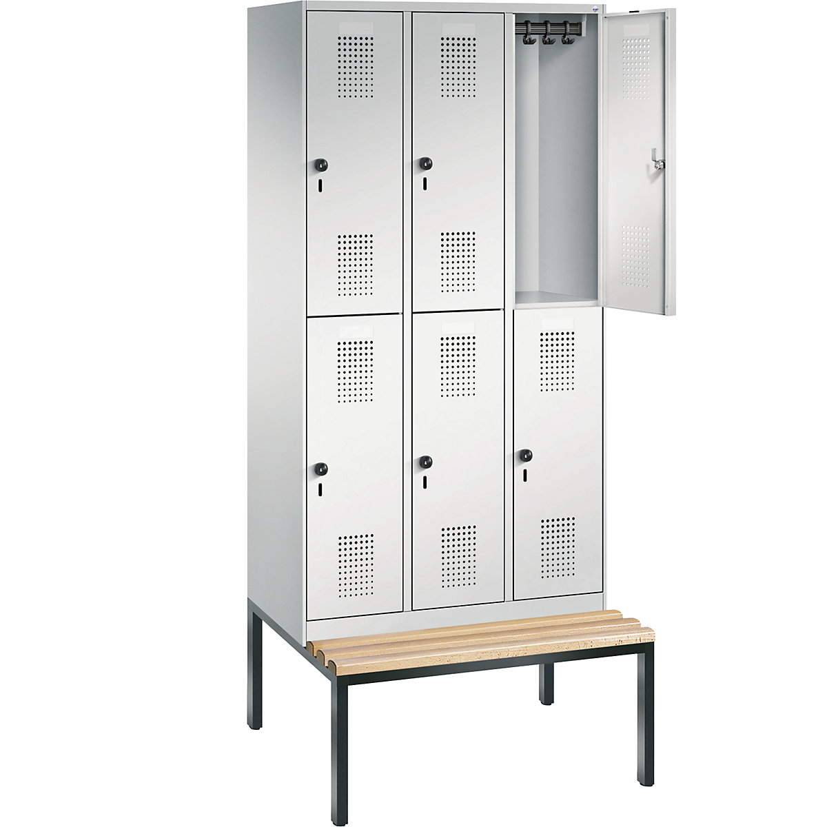 EVOLO cloakroom locker, double tier, with bench – C+P (Product illustration 22)-21