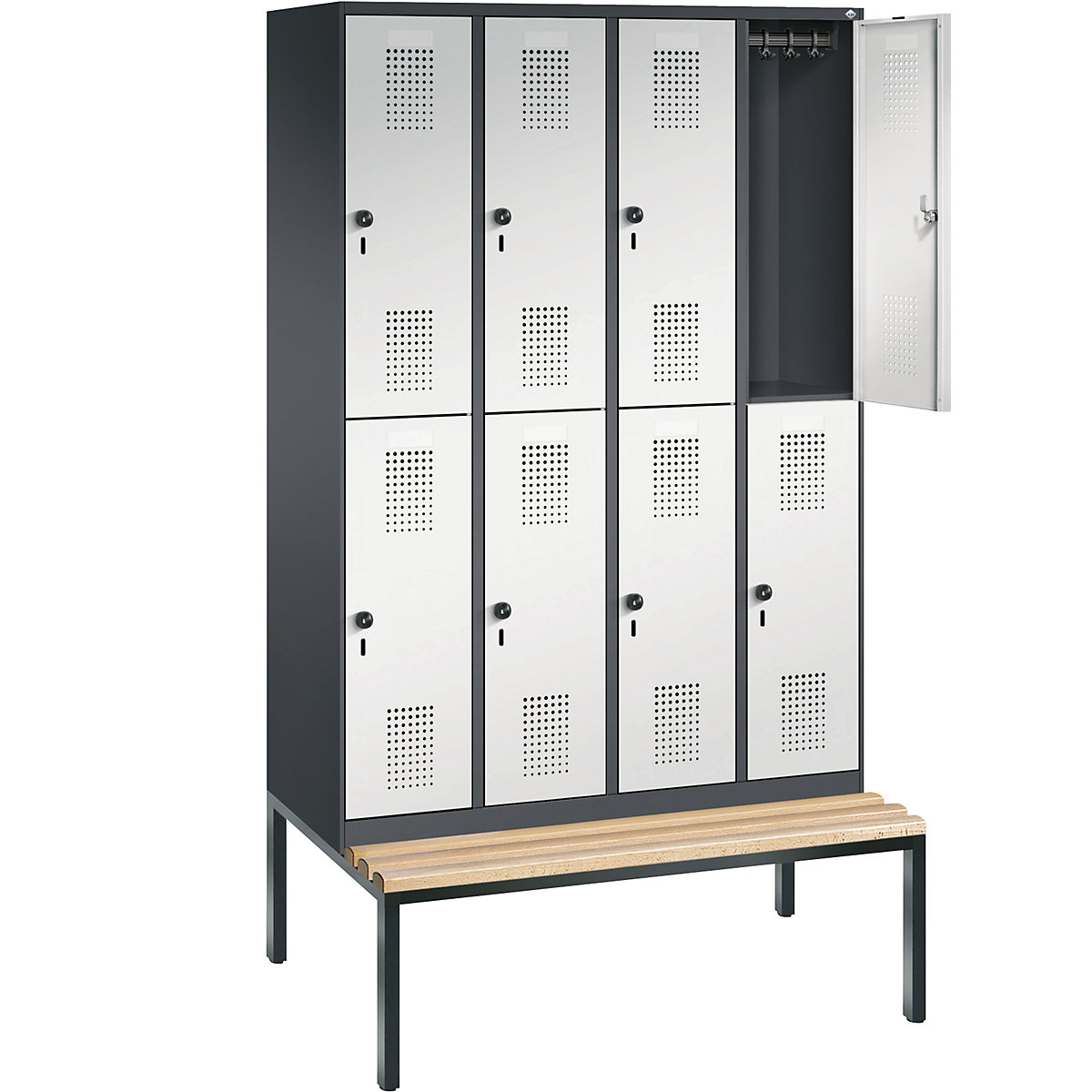 EVOLO cloakroom locker, double tier, with bench – C+P (Product illustration 24)-23