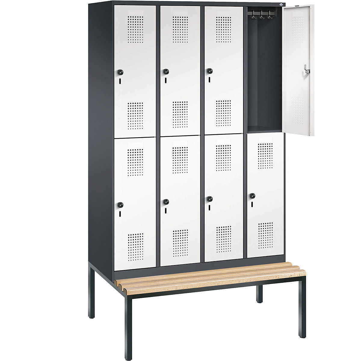 EVOLO cloakroom locker, double tier, with bench – C+P (Product illustration 18)-17