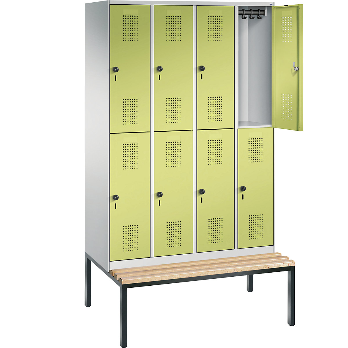 EVOLO cloakroom locker, double tier, with bench – C+P (Product illustration 23)-22
