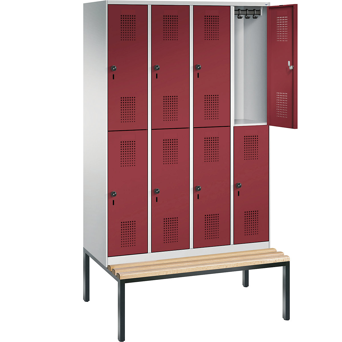 EVOLO cloakroom locker, double tier, with bench – C+P (Product illustration 20)-19