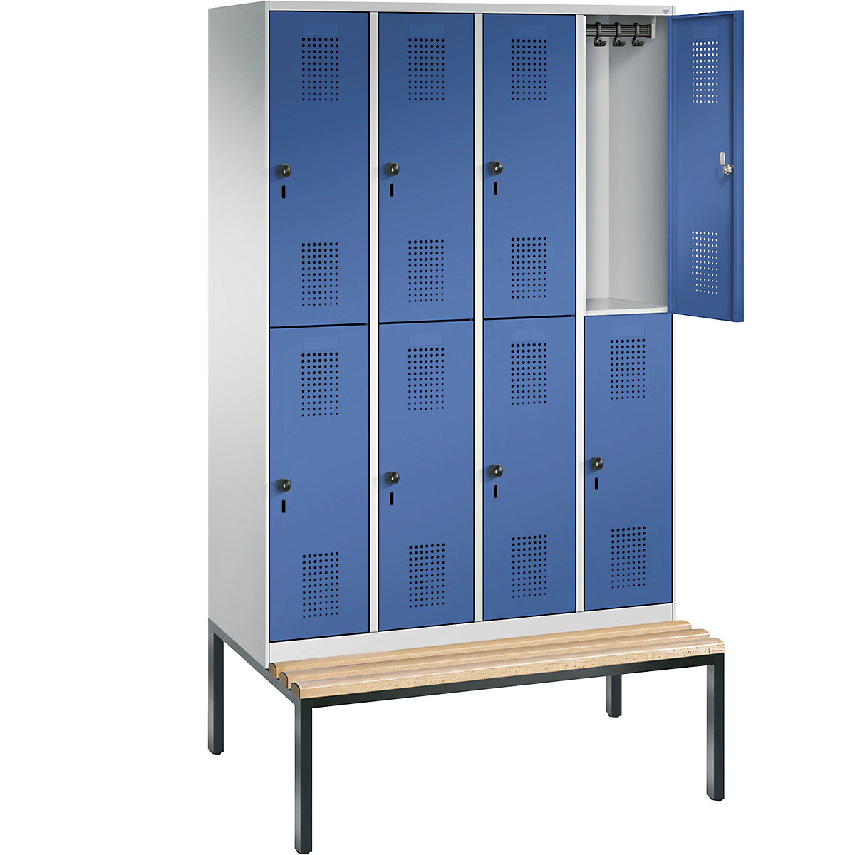 EVOLO cloakroom locker, double tier, with bench – C+P (Product illustration 21)-20