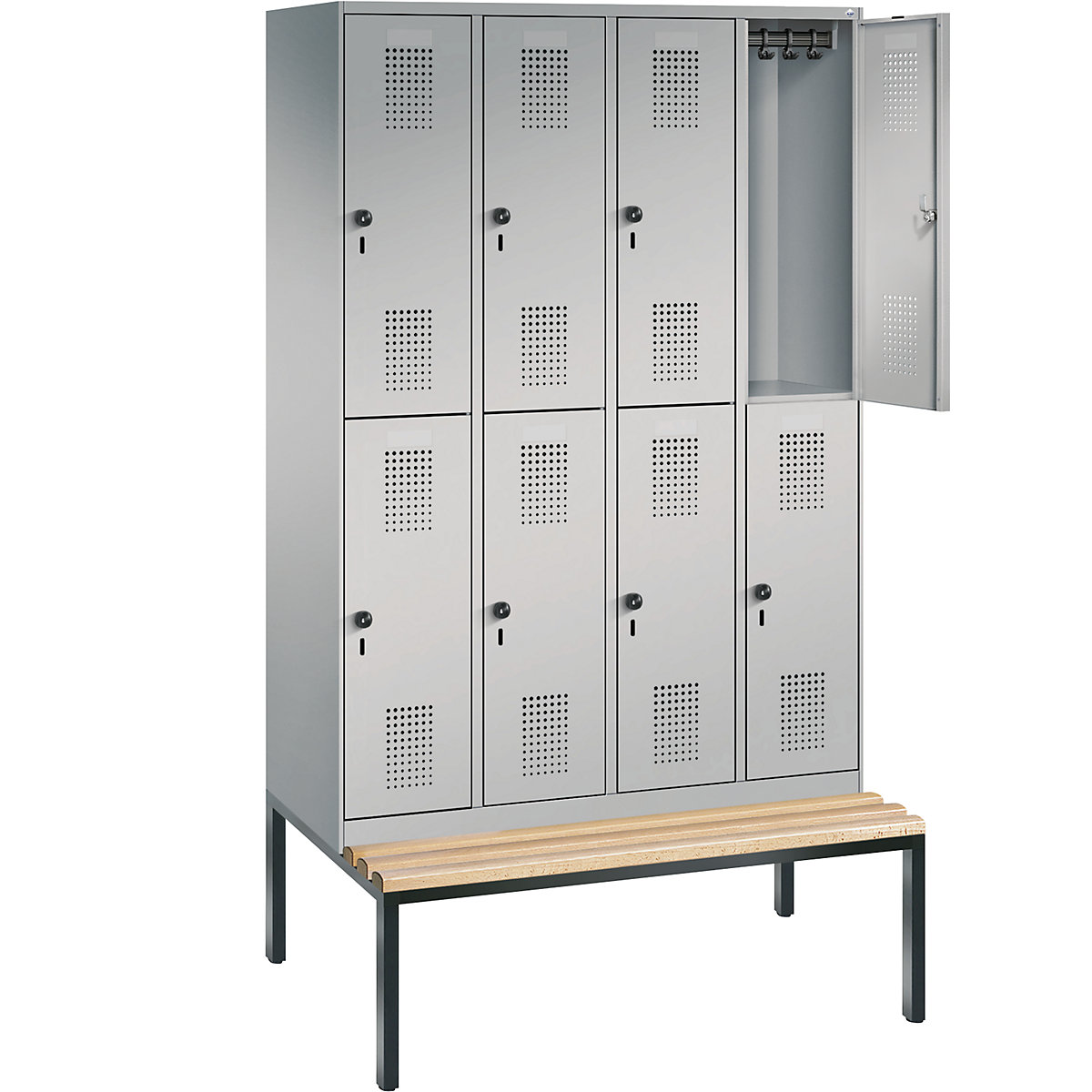 EVOLO cloakroom locker, double tier, with bench – C+P (Product illustration 19)-18