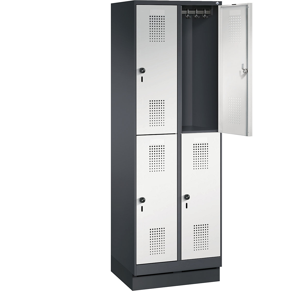 EVOLO cloakroom locker, double tier, with plinth – C+P (Product illustration 2)-1