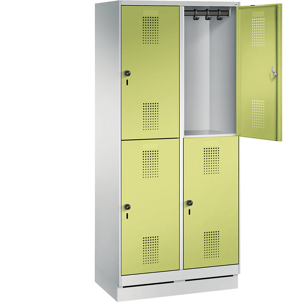 EVOLO cloakroom locker, double tier, with plinth – C+P (Product illustration 25)-24