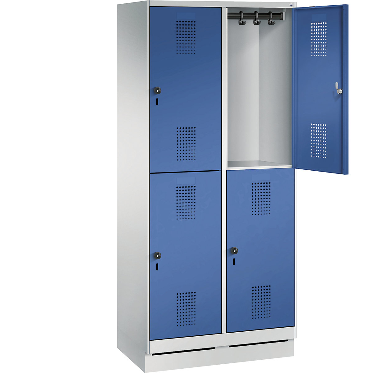 EVOLO cloakroom locker, double tier, with plinth – C+P (Product illustration 24)-23