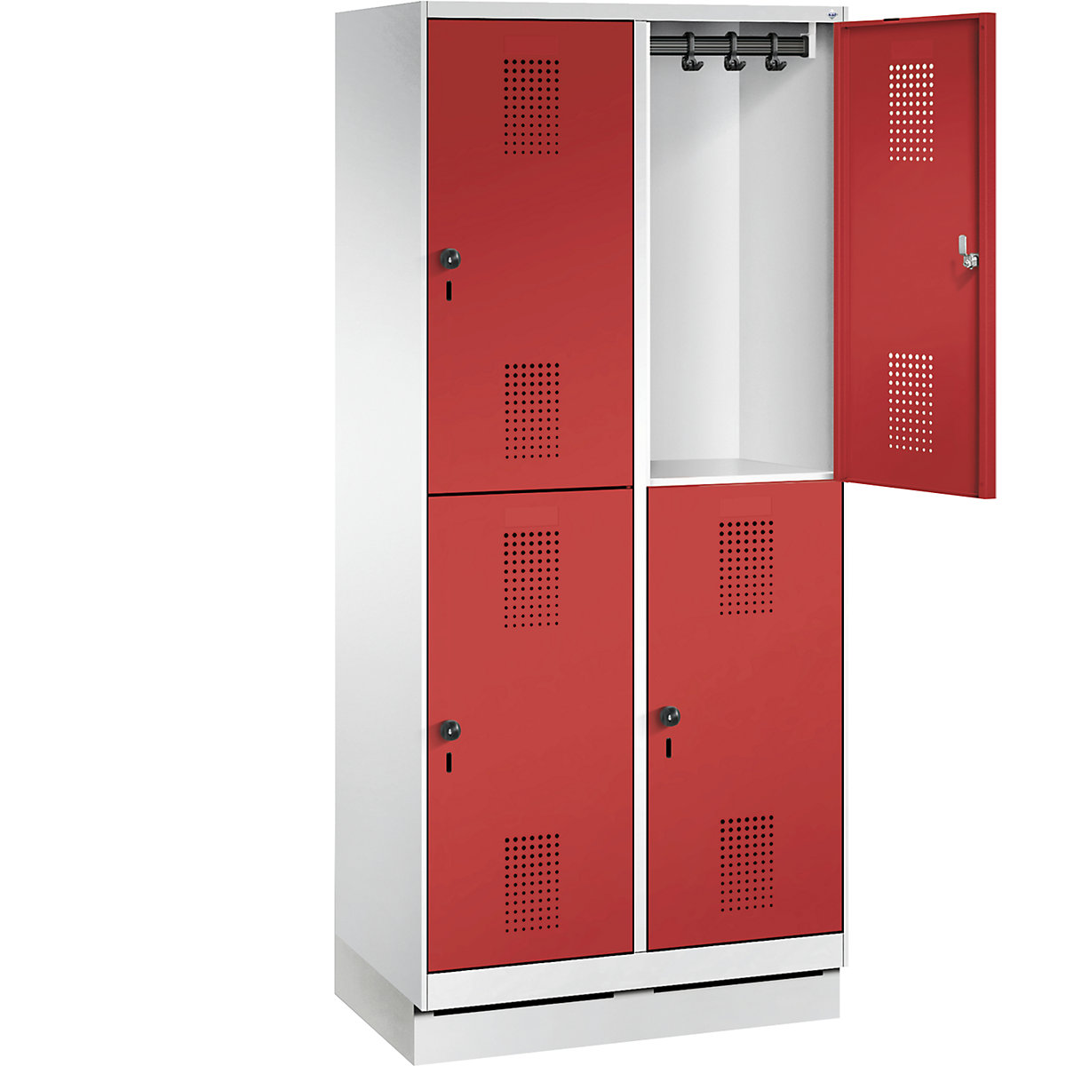EVOLO cloakroom locker, double tier, with plinth – C+P (Product illustration 26)-25