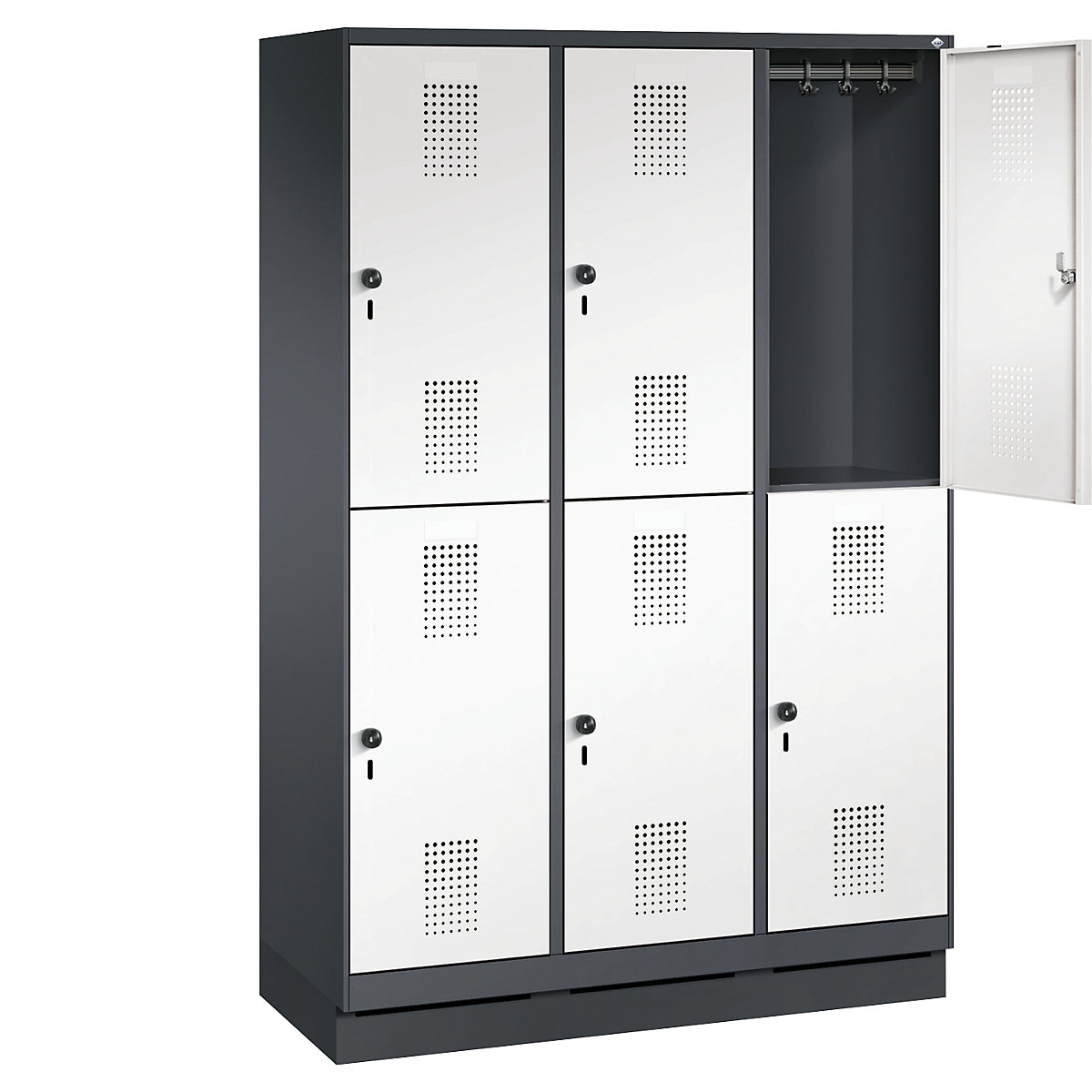 EVOLO cloakroom locker, double tier, with plinth – C+P (Product illustration 24)-23