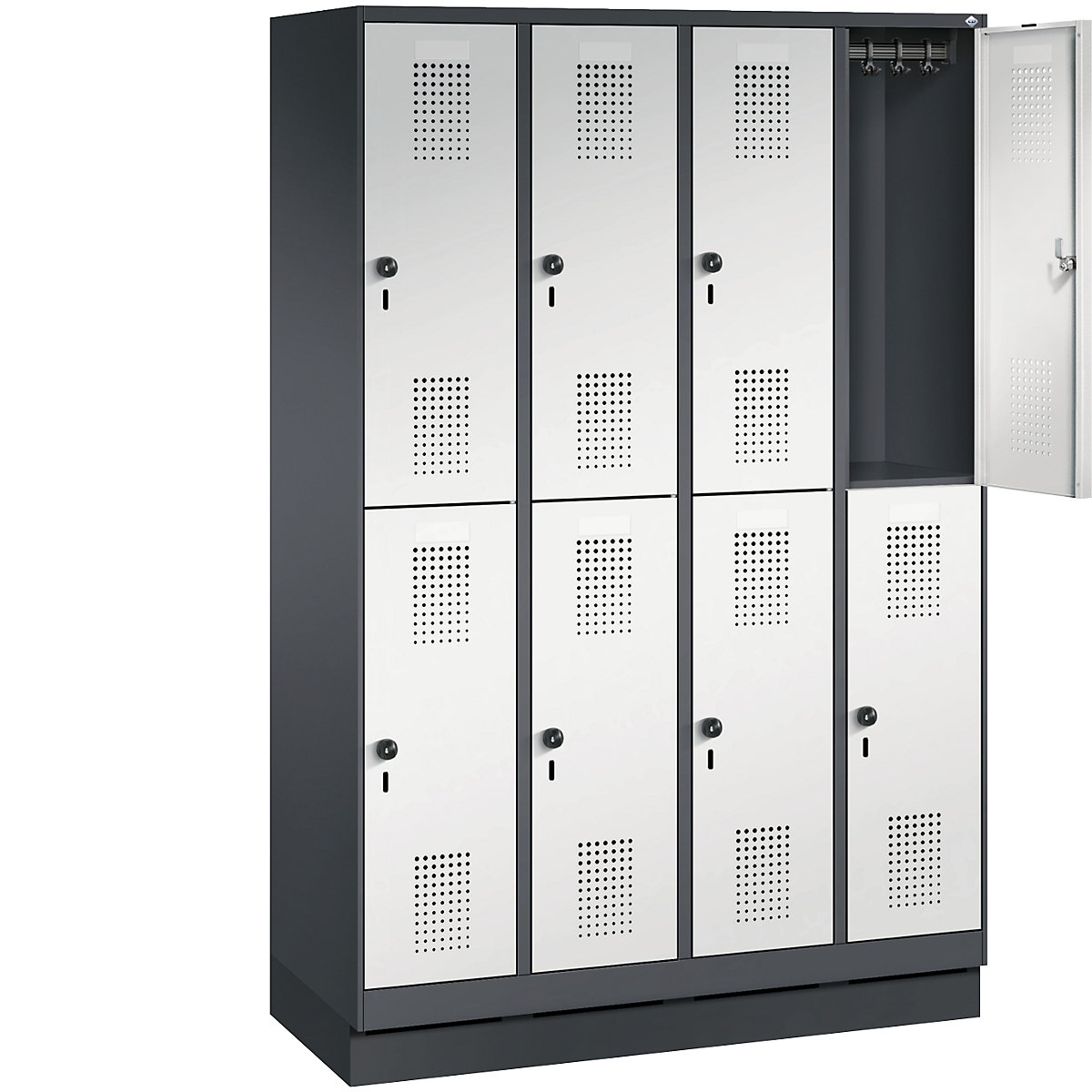 EVOLO cloakroom locker, double tier, with plinth – C+P (Product illustration 20)-19