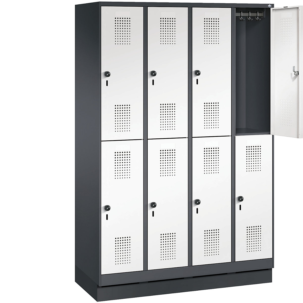 EVOLO cloakroom locker, double tier, with plinth – C+P (Product illustration 26)-25
