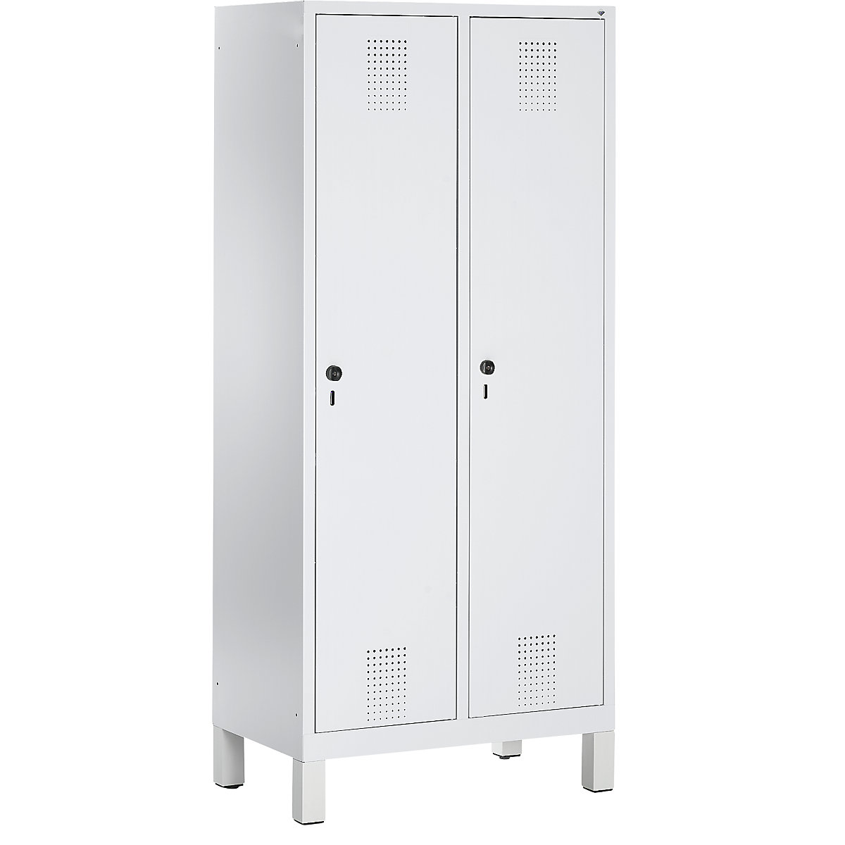 EVOLO cloakroom locker – C+P, with plastic feet, 2 compartments, compartment width 400 mm, light grey-8