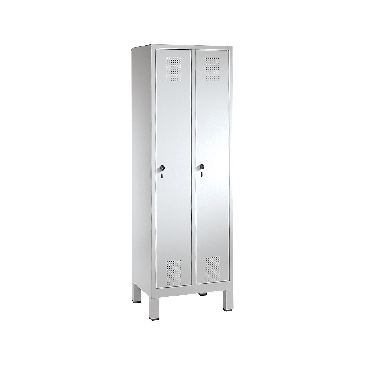EVOLO cloakroom locker – C+P, with plastic feet, 2 compartments, compartment width 300 mm, light grey-7