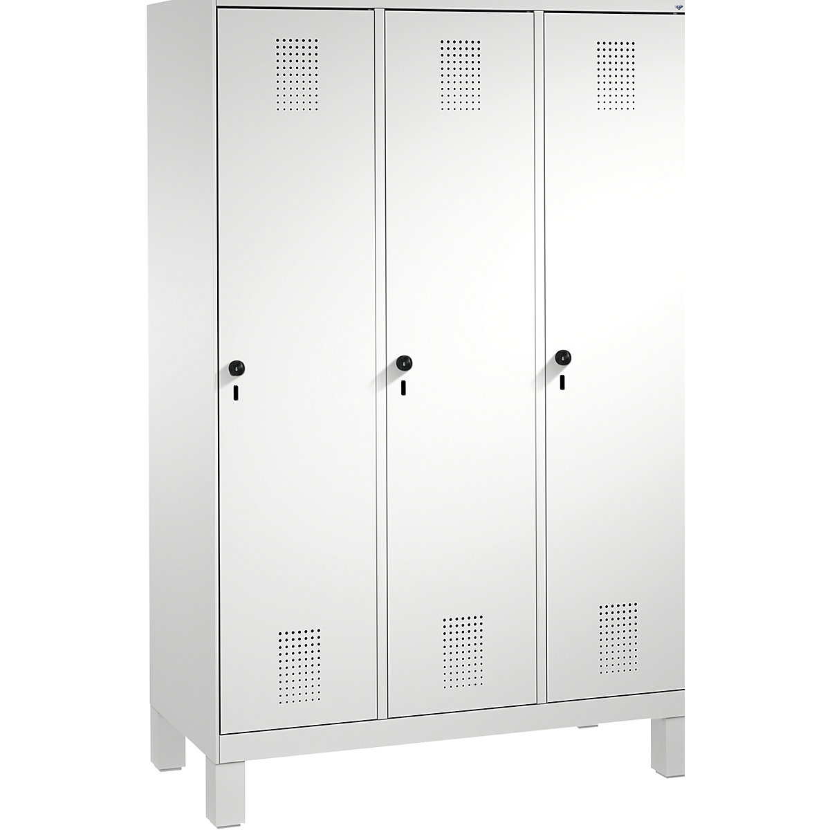 EVOLO cloakroom locker, with feet – C+P, 3 compartments, compartment width 400 mm, light grey-11