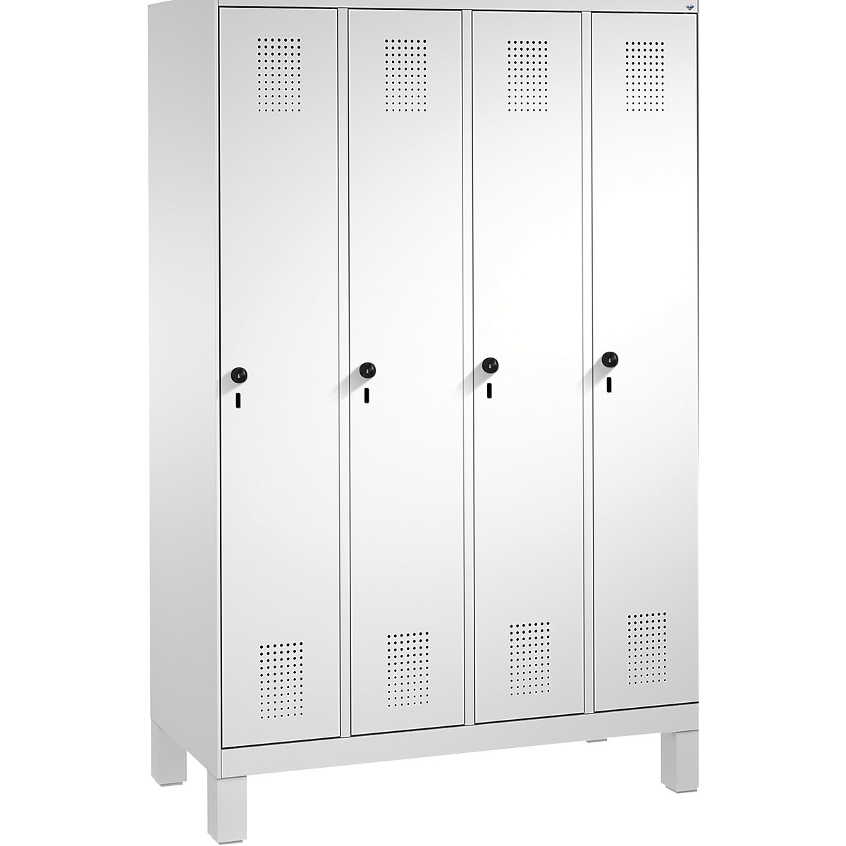 EVOLO cloakroom locker, with feet – C+P, 4 compartments, compartment width 300 mm, light grey-8
