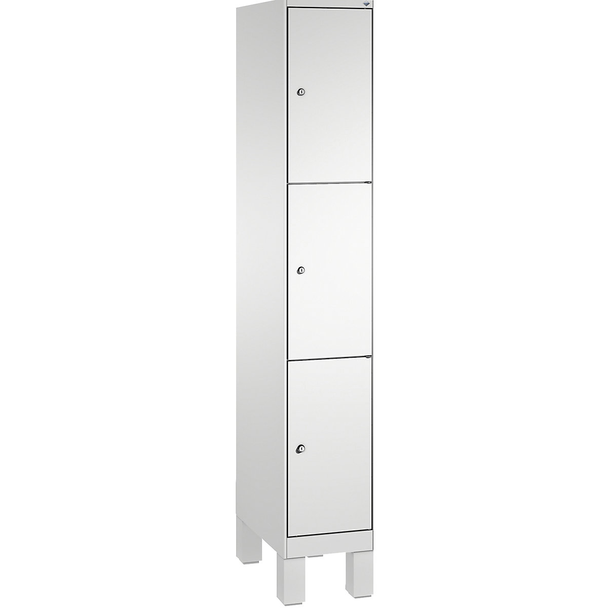 EVOLO locker unit, with feet – C+P, 1 compartment, 3 shelf compartments, compartment width 300 mm, light grey