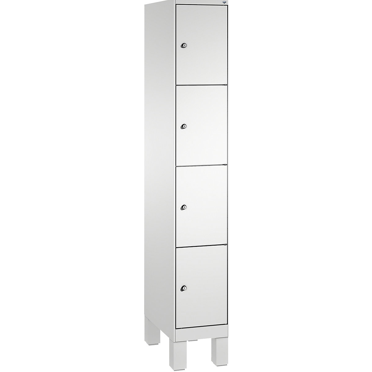 EVOLO locker unit, with feet – C+P, 1 compartment, 4 shelf compartments, compartment width 300 mm, light grey-8