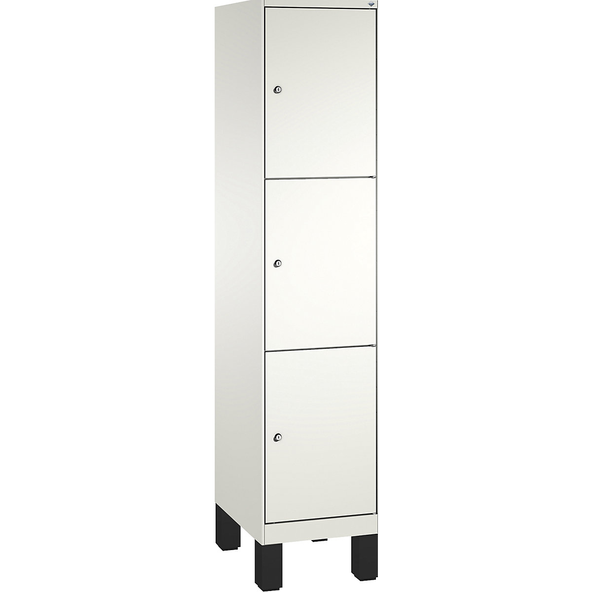 EVOLO locker unit, with feet – C+P, 1 compartment, 3 shelf compartments, compartment width 400 mm, traffic white / traffic white