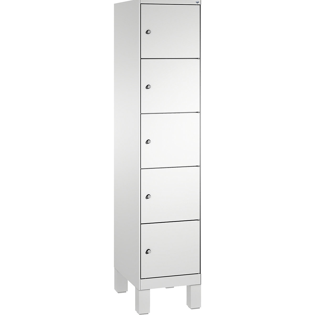 EVOLO locker unit, with feet – C+P, 1 compartment, 5 shelf compartments, compartment width 400 mm, light grey-14
